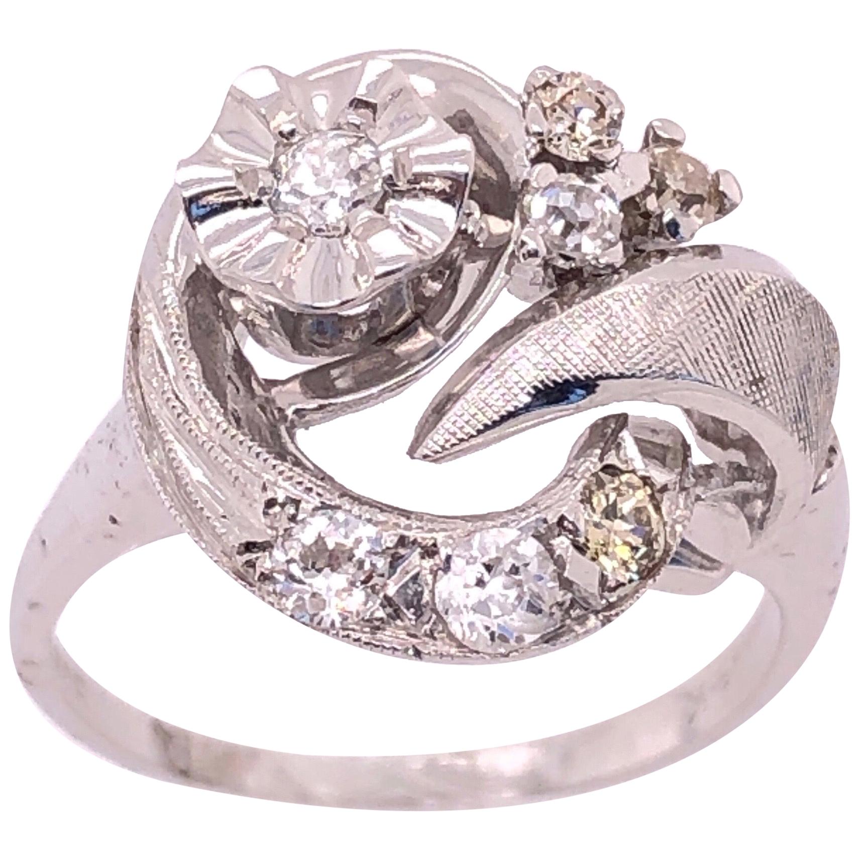 14 Karat White Gold Freeform Diamond Ring For Sale