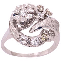 14 Karat White Gold Freeform Diamond Ring