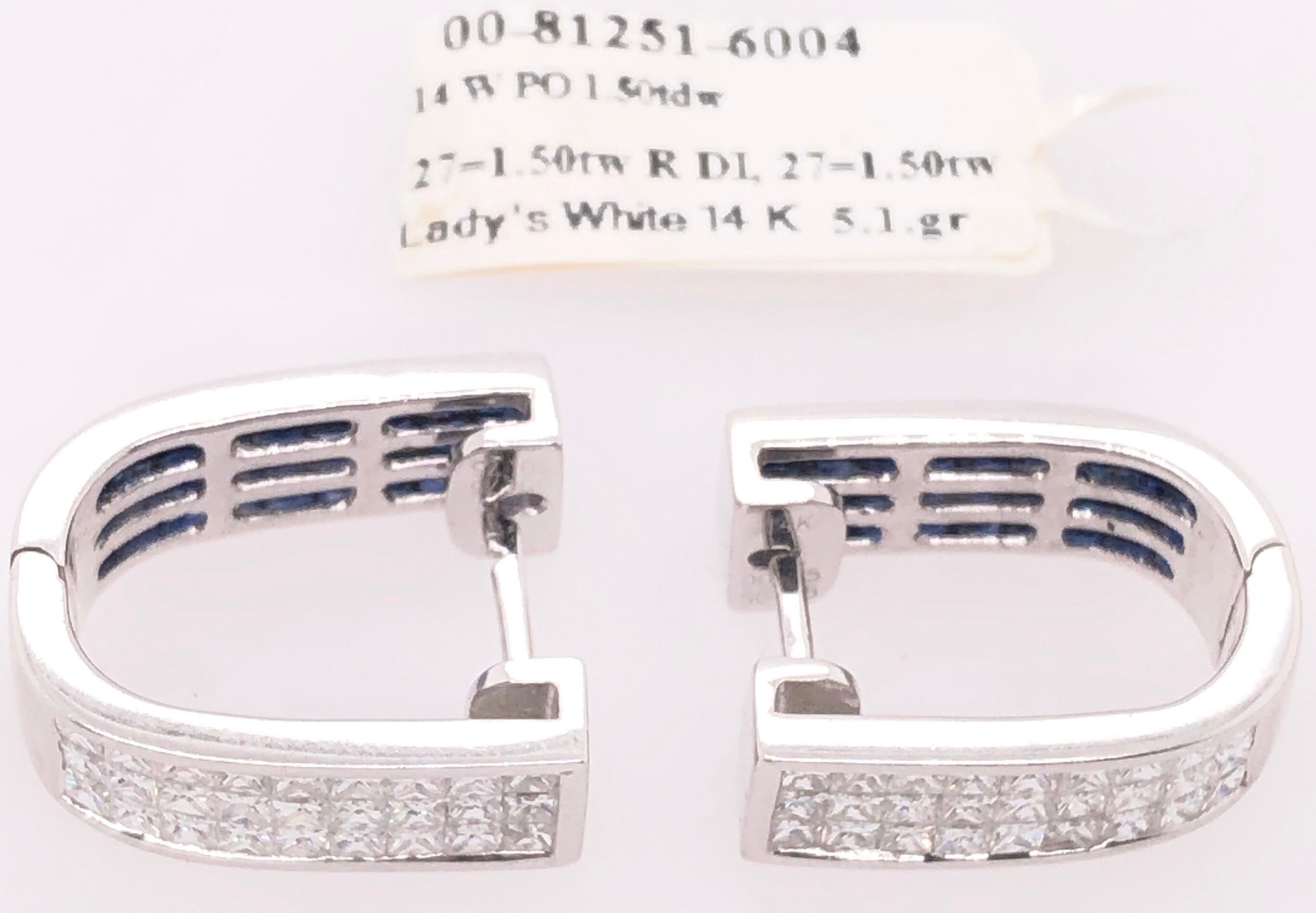 14 Karat White Gold Diamond And Sapphire Reversible Hoop Earrings For Sale 4