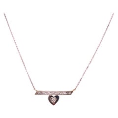 14 Karat White Gold Free Form Heart Charm with Diamonds Necklace
