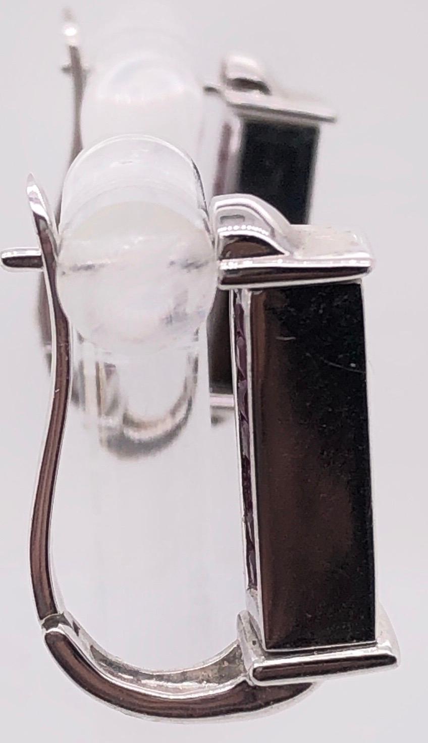 14 Karat White Gold Diamond And Ruby Reversible Hoop Earrings For Sale 10
