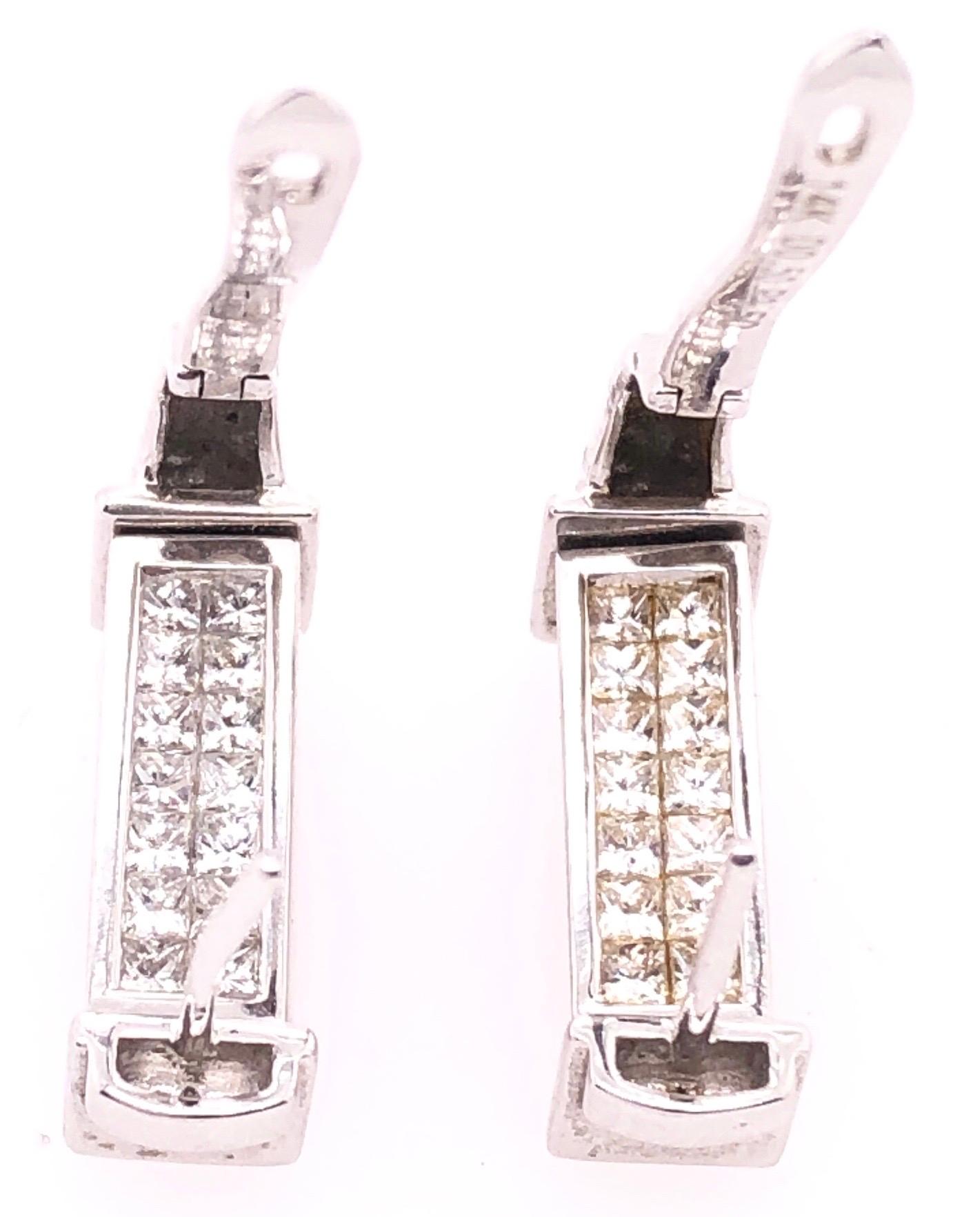 Cushion Cut 14 Karat White Gold Diamond And Ruby Reversible Hoop Earrings For Sale