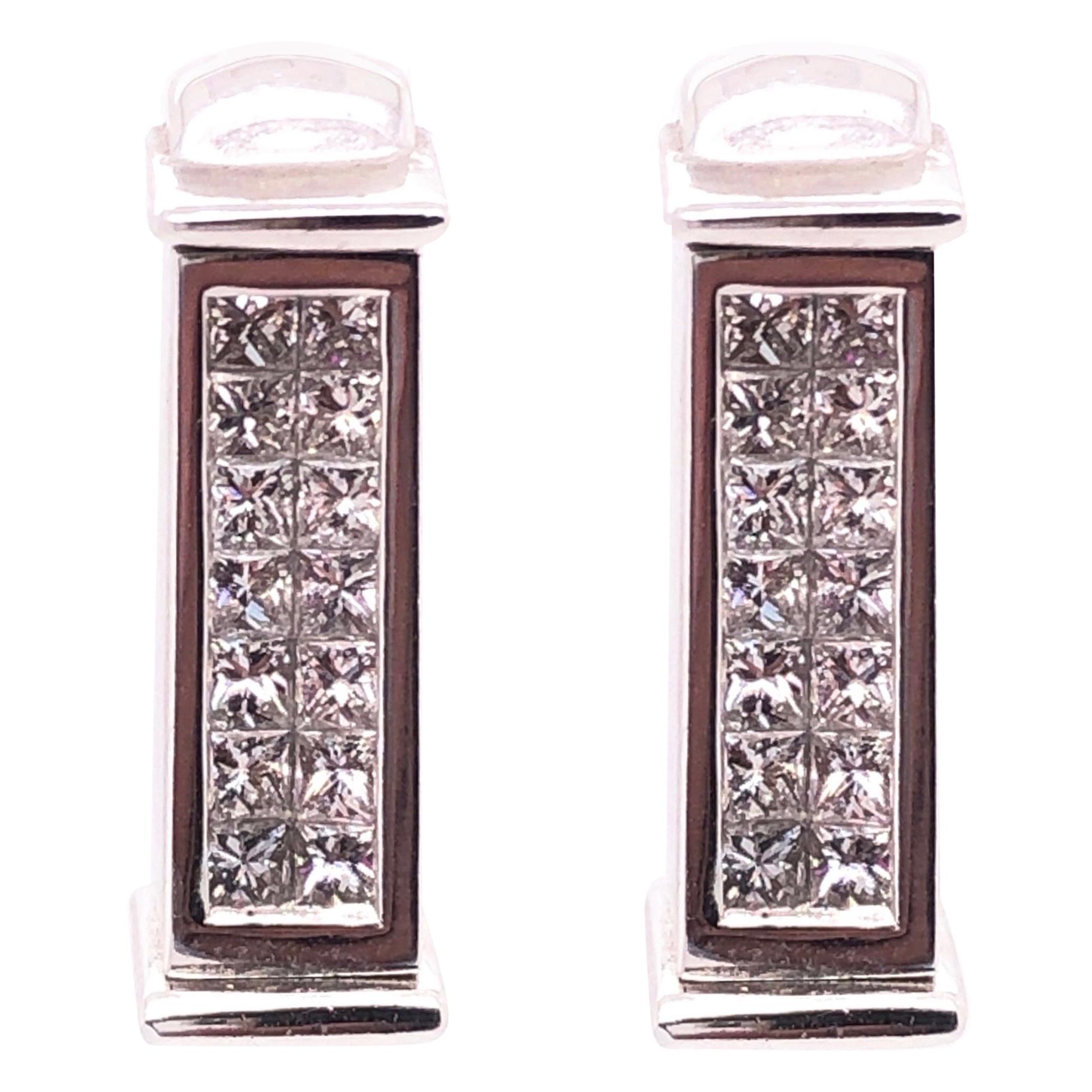 14 Karat White Gold Diamond And Ruby Reversible Hoop Earrings For Sale