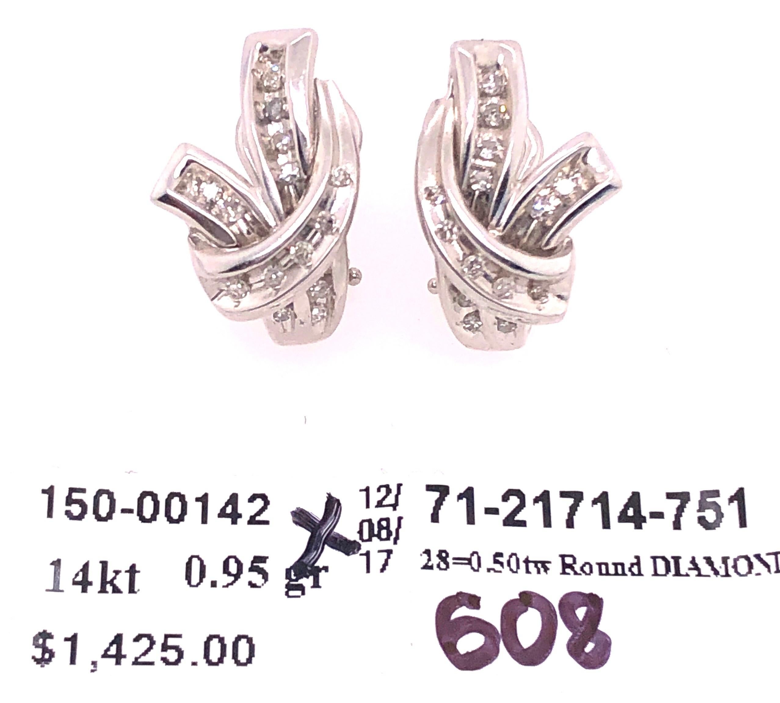 14 Karat Weißgold Französisch Back Fashion Diamant-Ohrringe 0,50 TDW im Angebot 4