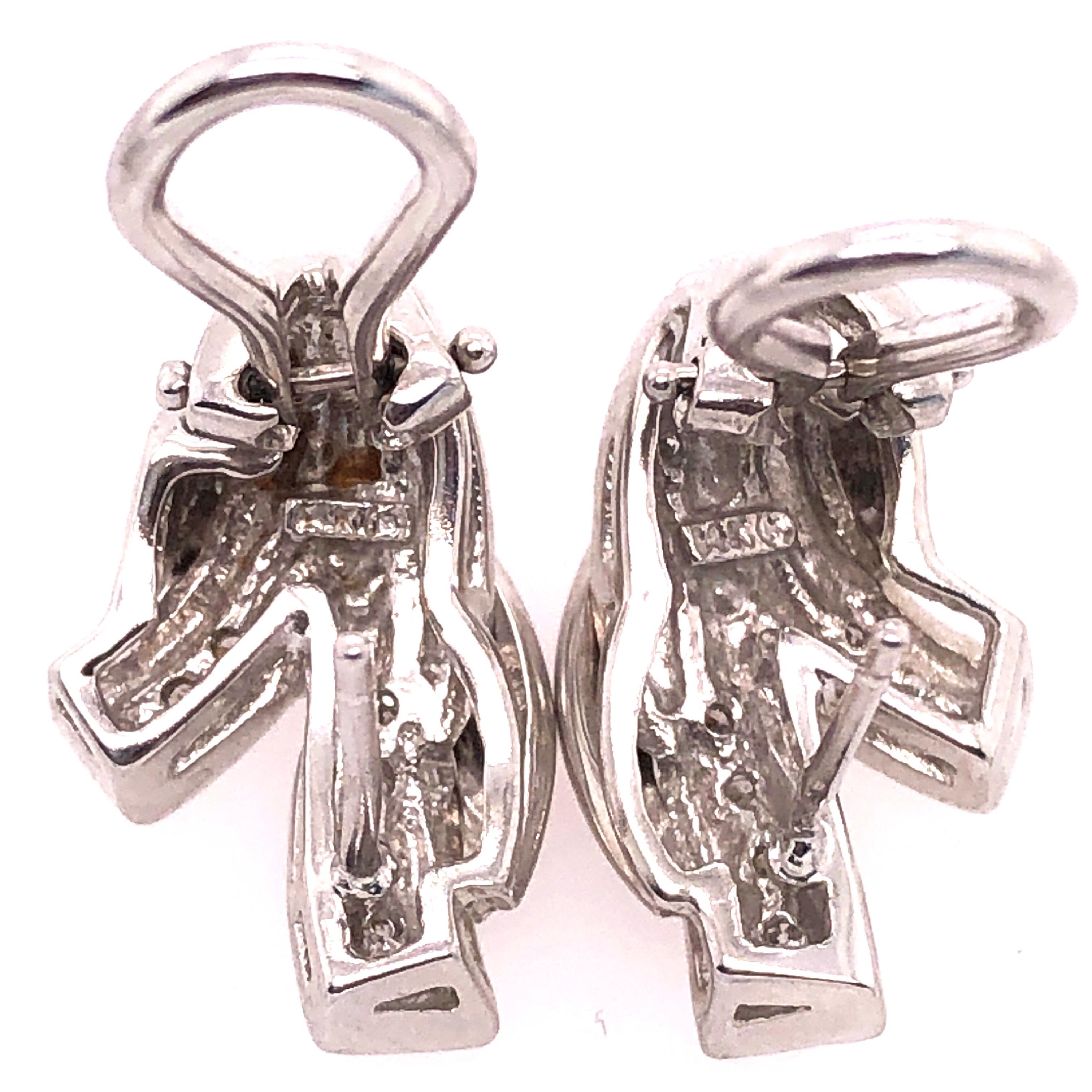 Modern 14 Karat White Gold French Back Fashion Diamond Earrings 0.50 TDW For Sale