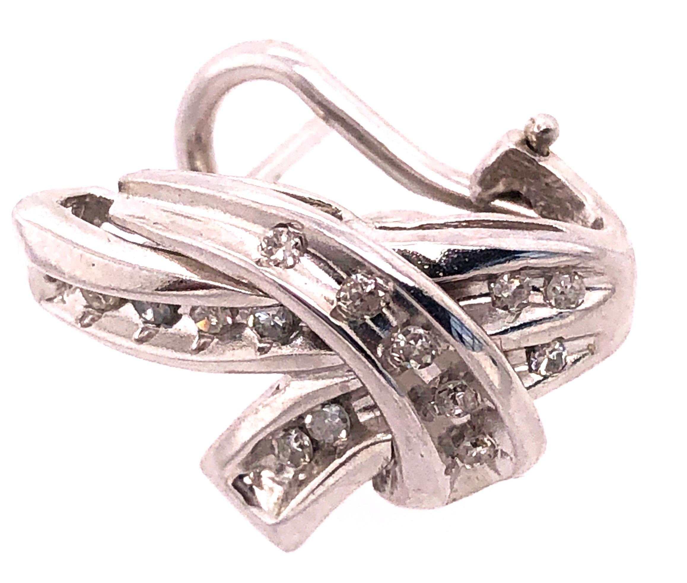 Round Cut 14 Karat White Gold French Back Fashion Diamond Earrings 0.50 TDW For Sale