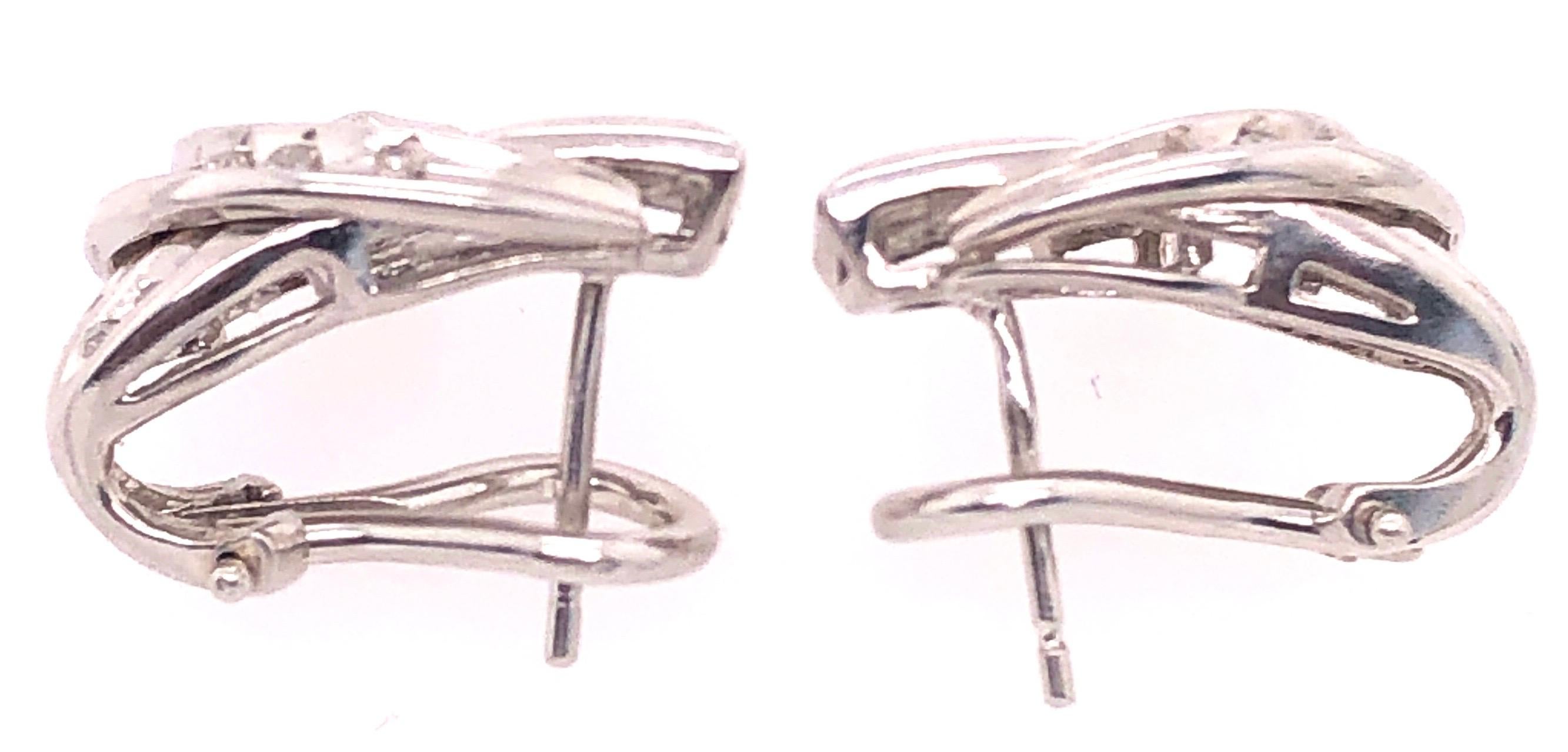 14 Karat White Gold French Back Fashion Diamond Earrings 0.50 TDW In Good Condition For Sale In Manhasset, NY
