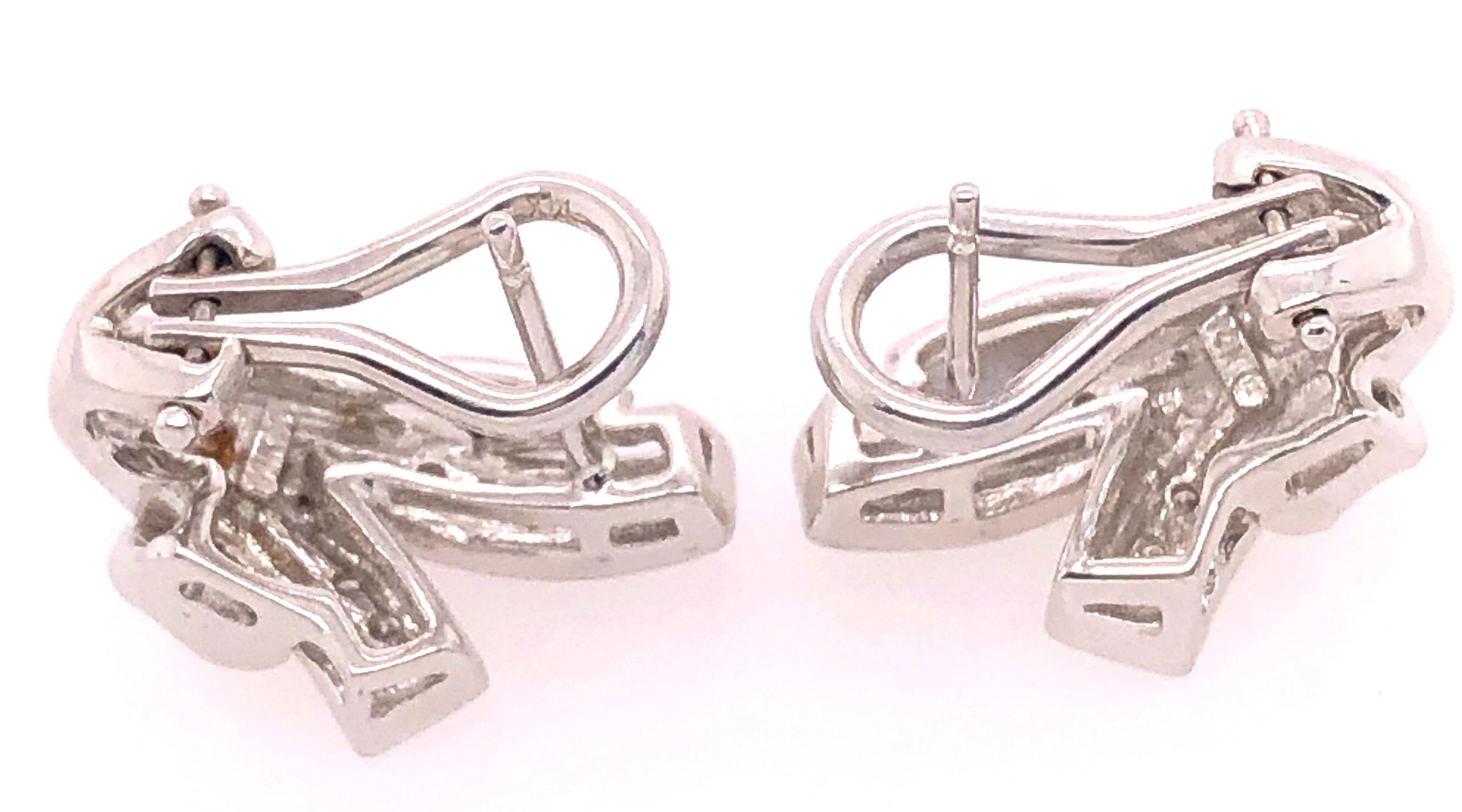 Women's or Men's 14 Karat White Gold French Back Fashion Diamond Earrings 0.50 TDW For Sale