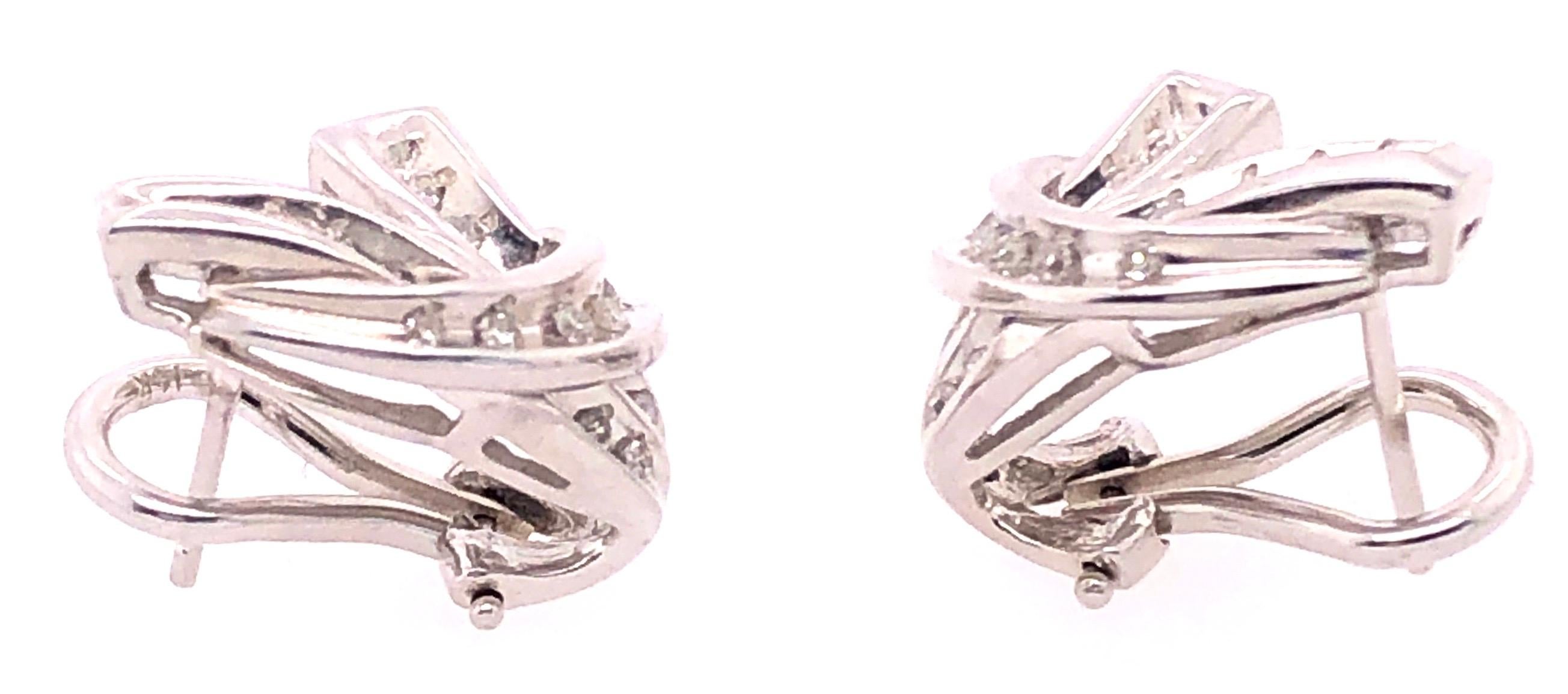 14 Karat White Gold French Back Fashion Diamond Earrings 0.50 TDW For Sale 1
