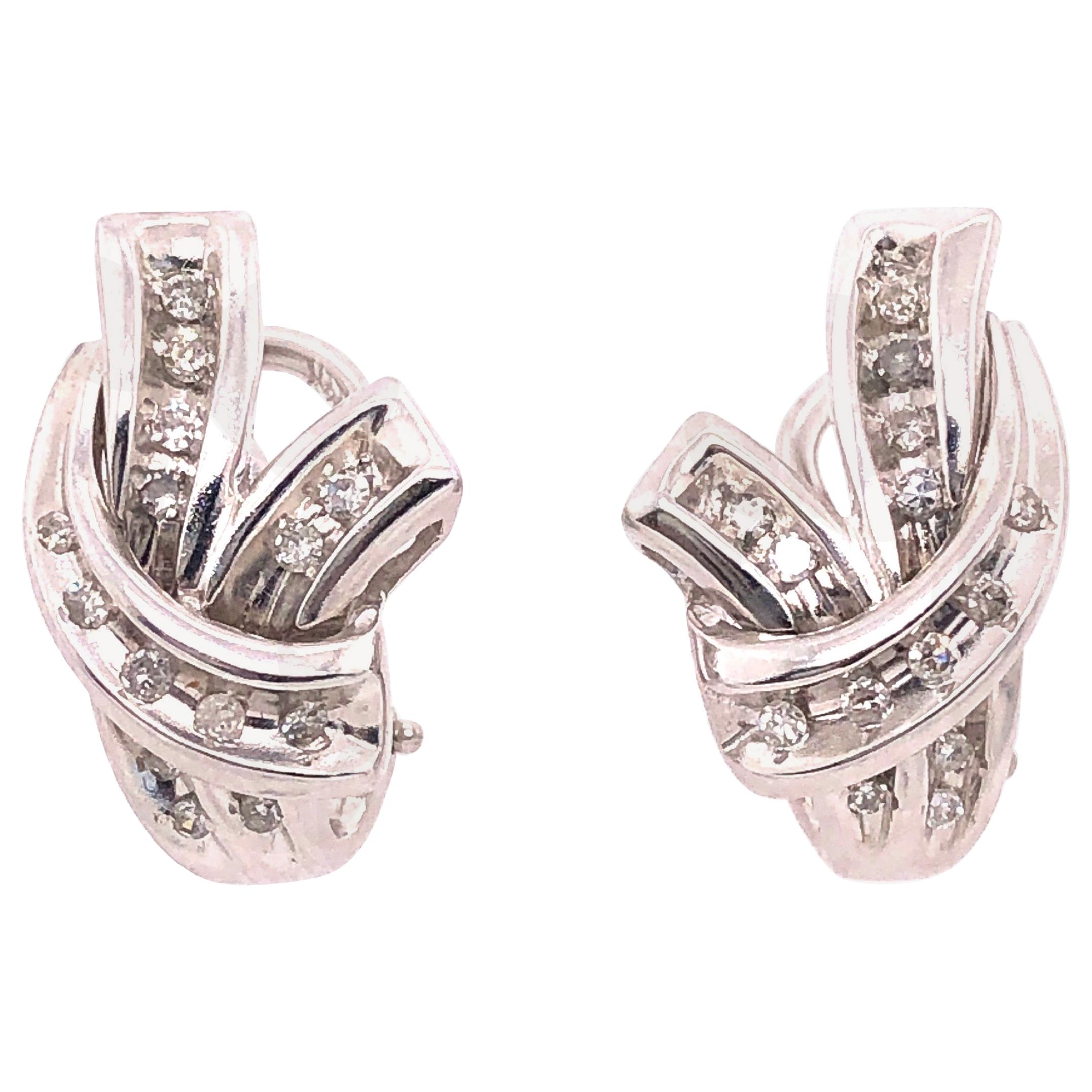 14 Karat Weißgold Französisch Back Fashion Diamant-Ohrringe 0,50 TDW im Angebot