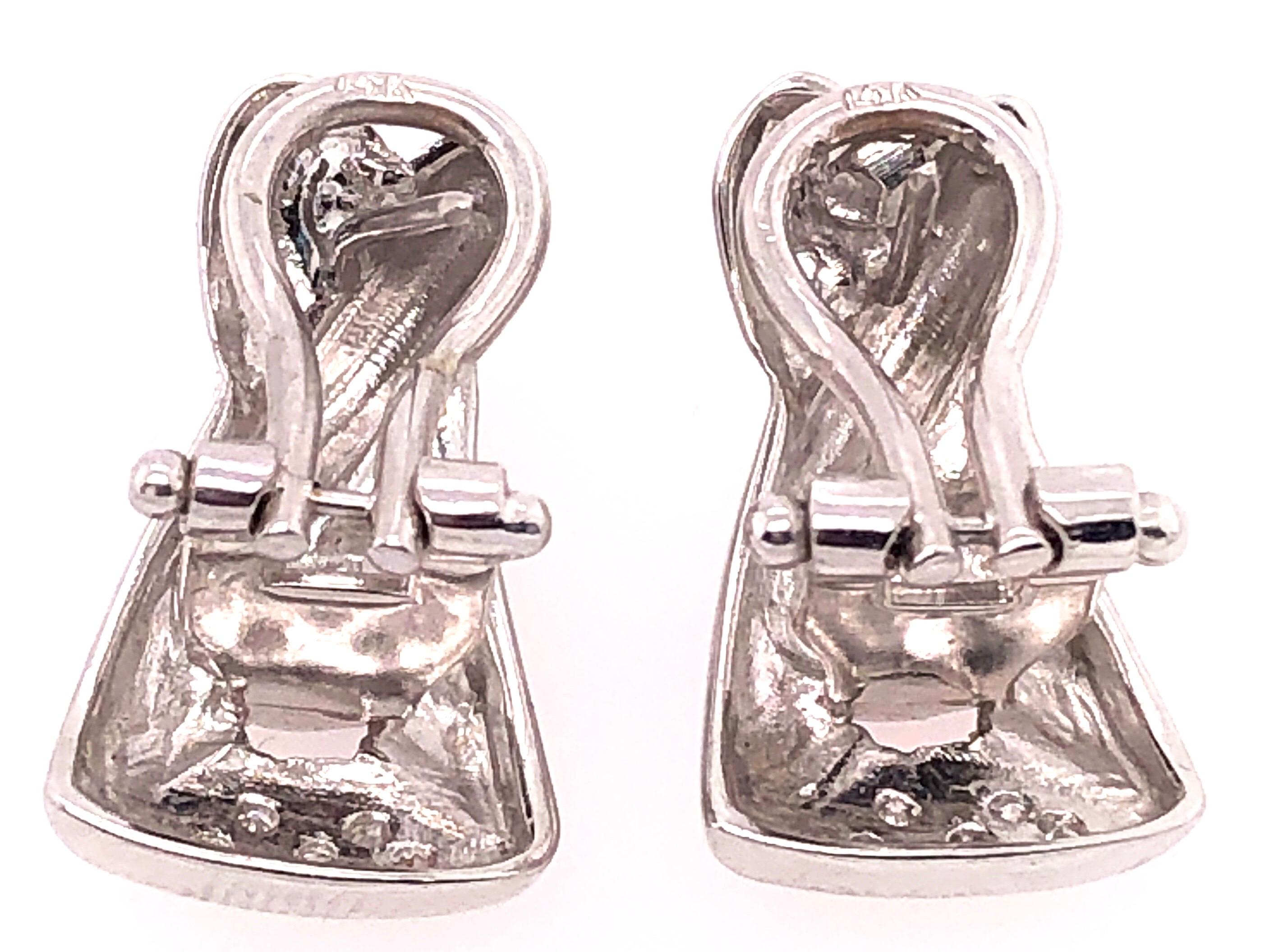 Round Cut 14 Karat White Gold French Back Fashion Earrings with Diamonds 0.10 TDW For Sale