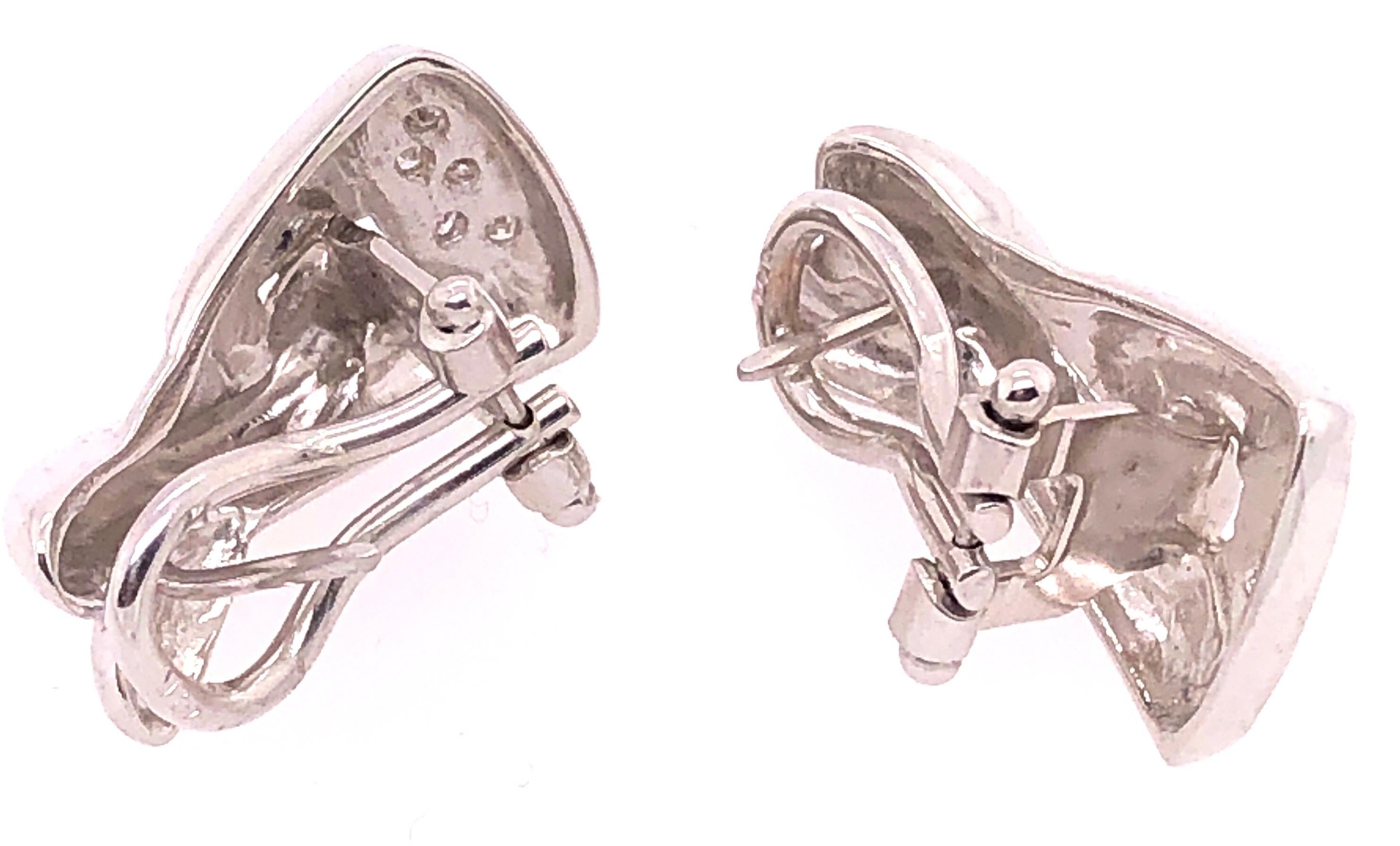 14 Karat White Gold French Back Fashion Earrings with Diamonds 0.10 TDW In Good Condition For Sale In Manhasset, NY