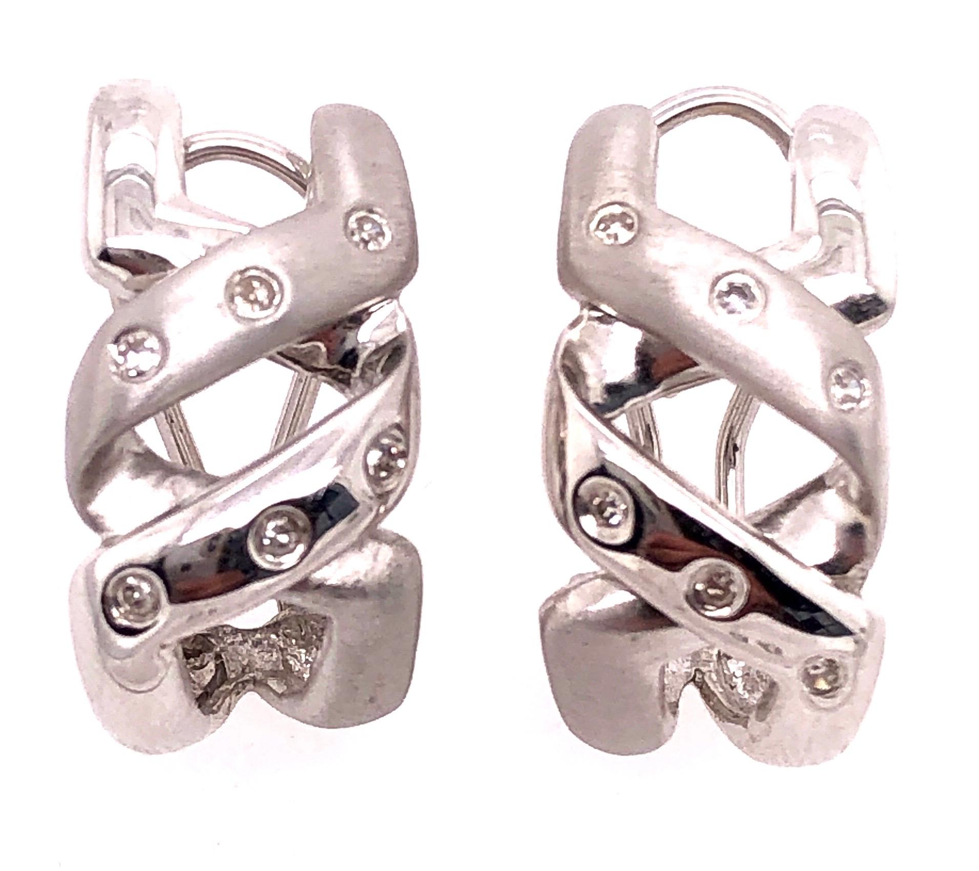 14 Karat White Gold French Back Fashion Earrings with Round Diamonds 0.25 TDW For Sale 1
