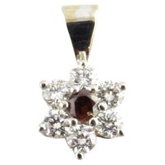 14 Karat White Gold Garnet and Diamond Pendant