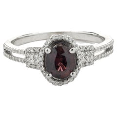 14 Karat White Gold Garnet and Diamond Ring