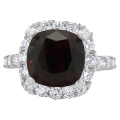 14 Karat White Gold Garnet and Diamond Ring