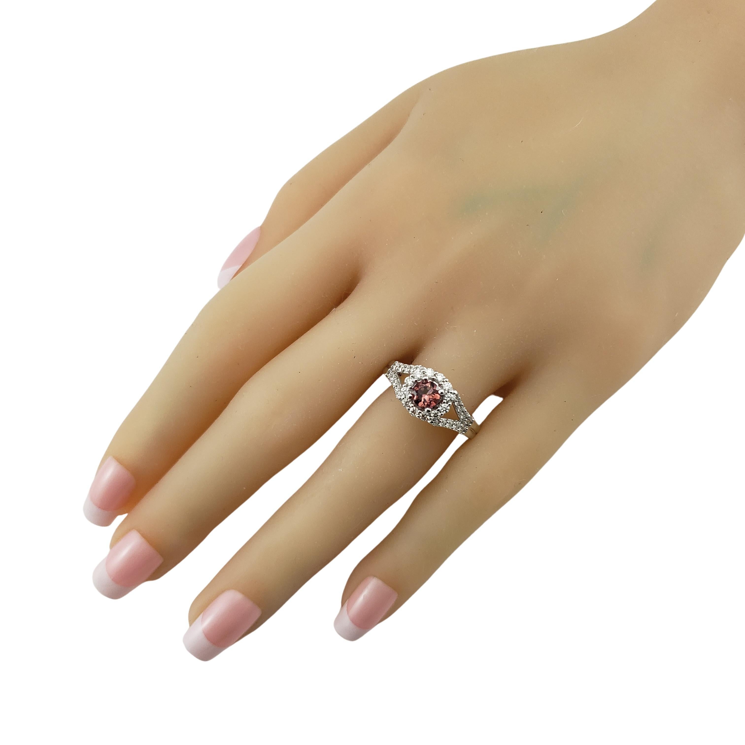 14 Karat White Gold Garnet and Diamond Ring  For Sale 2