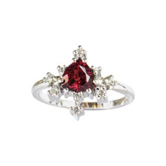 14 Karat White Gold Garnet and Diamonds Star Ring