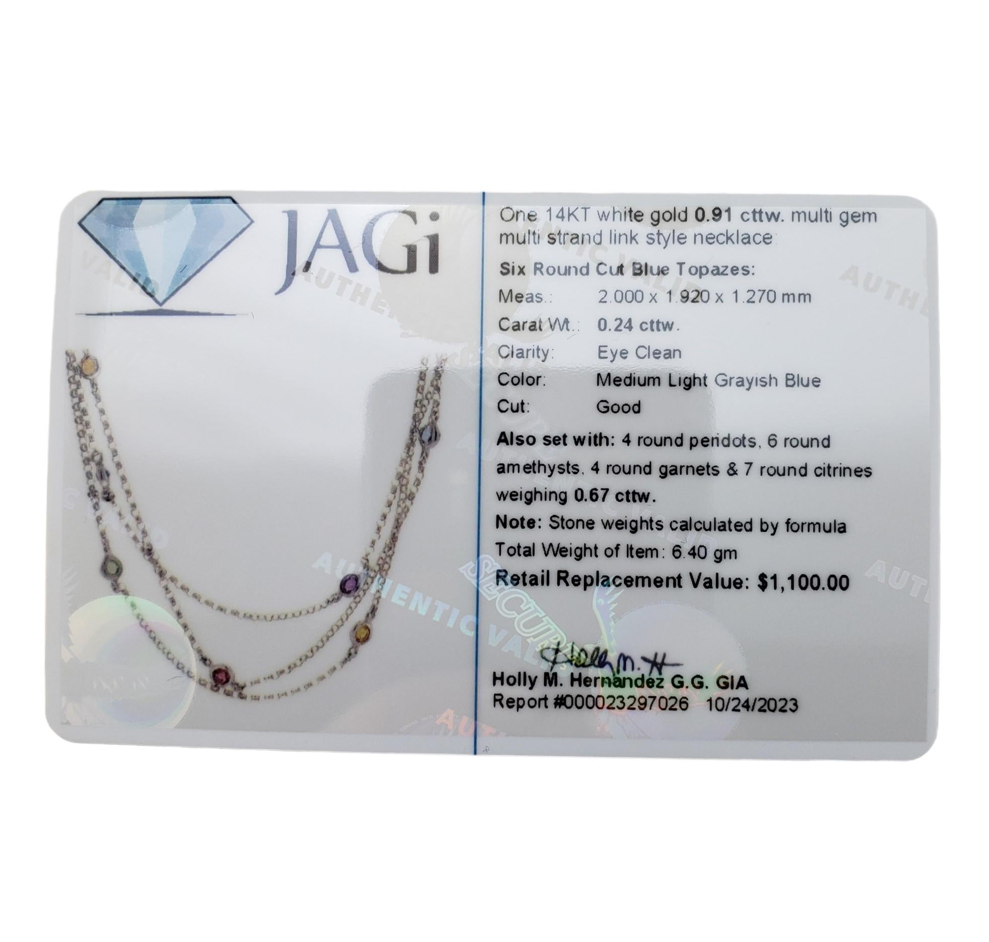 14 Karat White Gold Gemstone Necklace #15779 For Sale 2