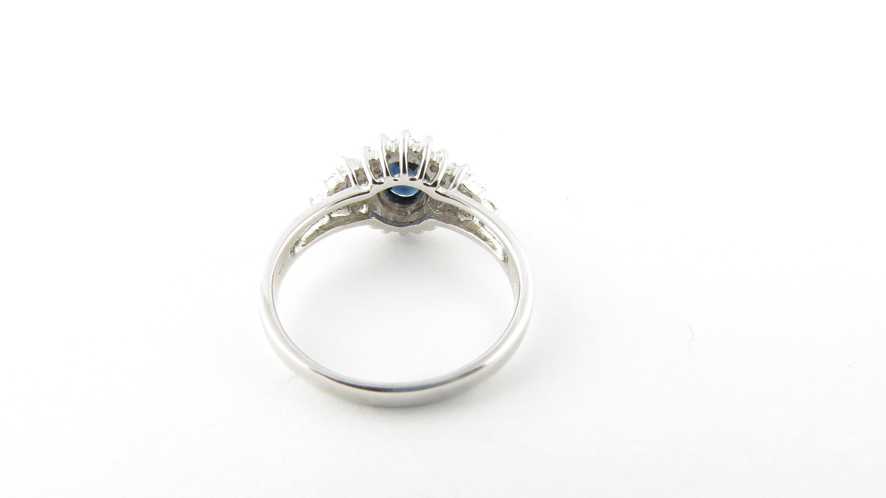 Women's 14 Karat White Gold Genuine Sapphire and Diamond Ring