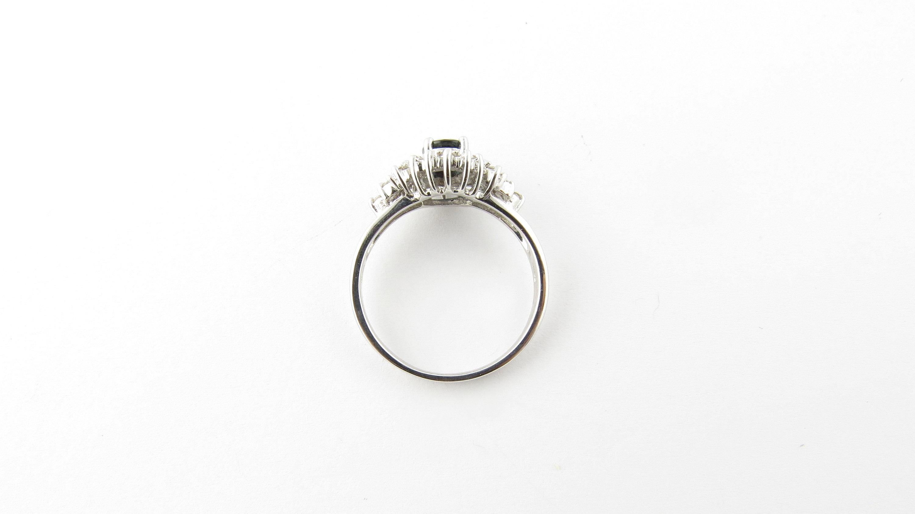 14 Karat White Gold Genuine Sapphire and Diamond Ring 1