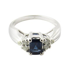 14 Karat White Gold Genuine Sapphire and Diamond Ring
