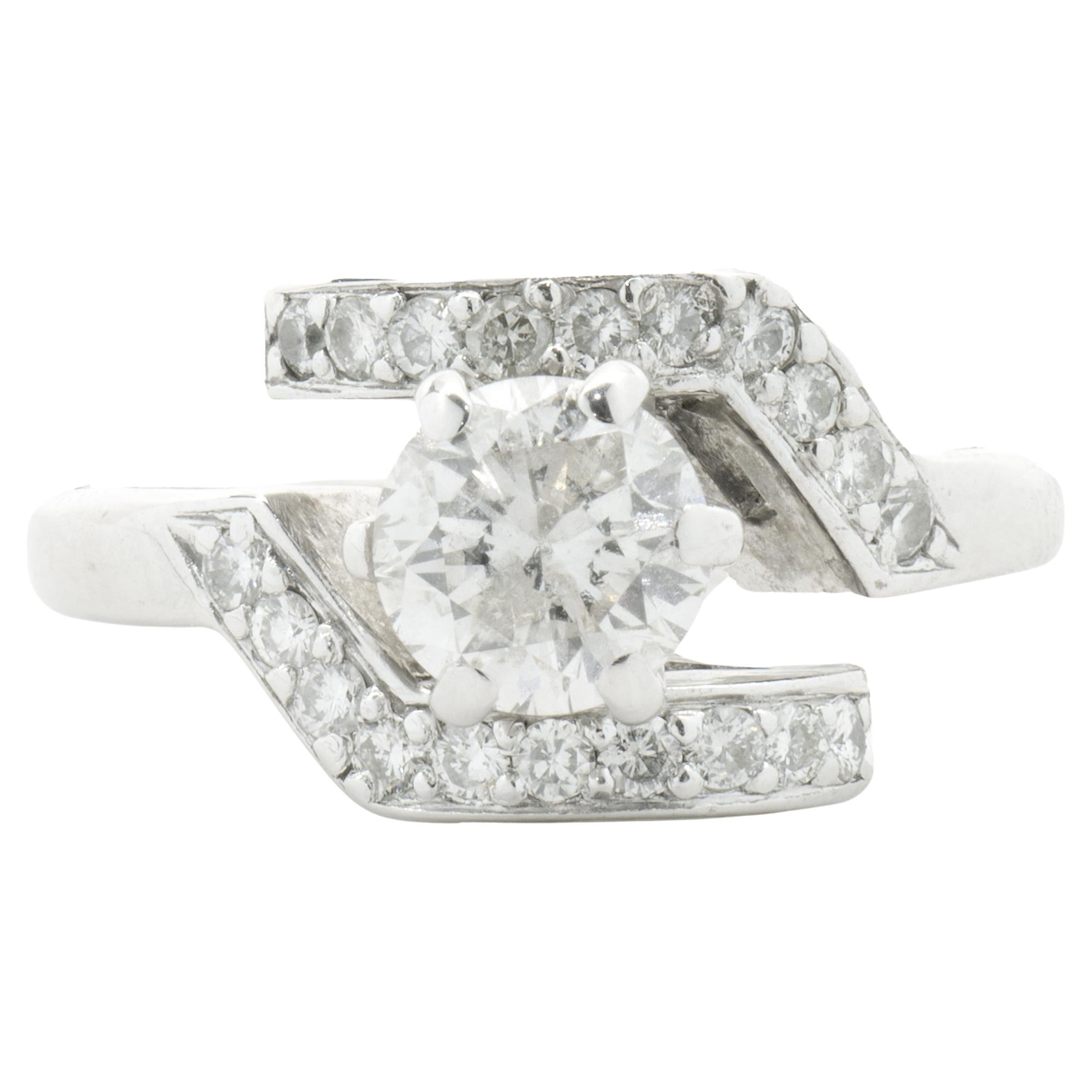 14 Karat White Gold Geometric Bypass Diamond Engagement Ring