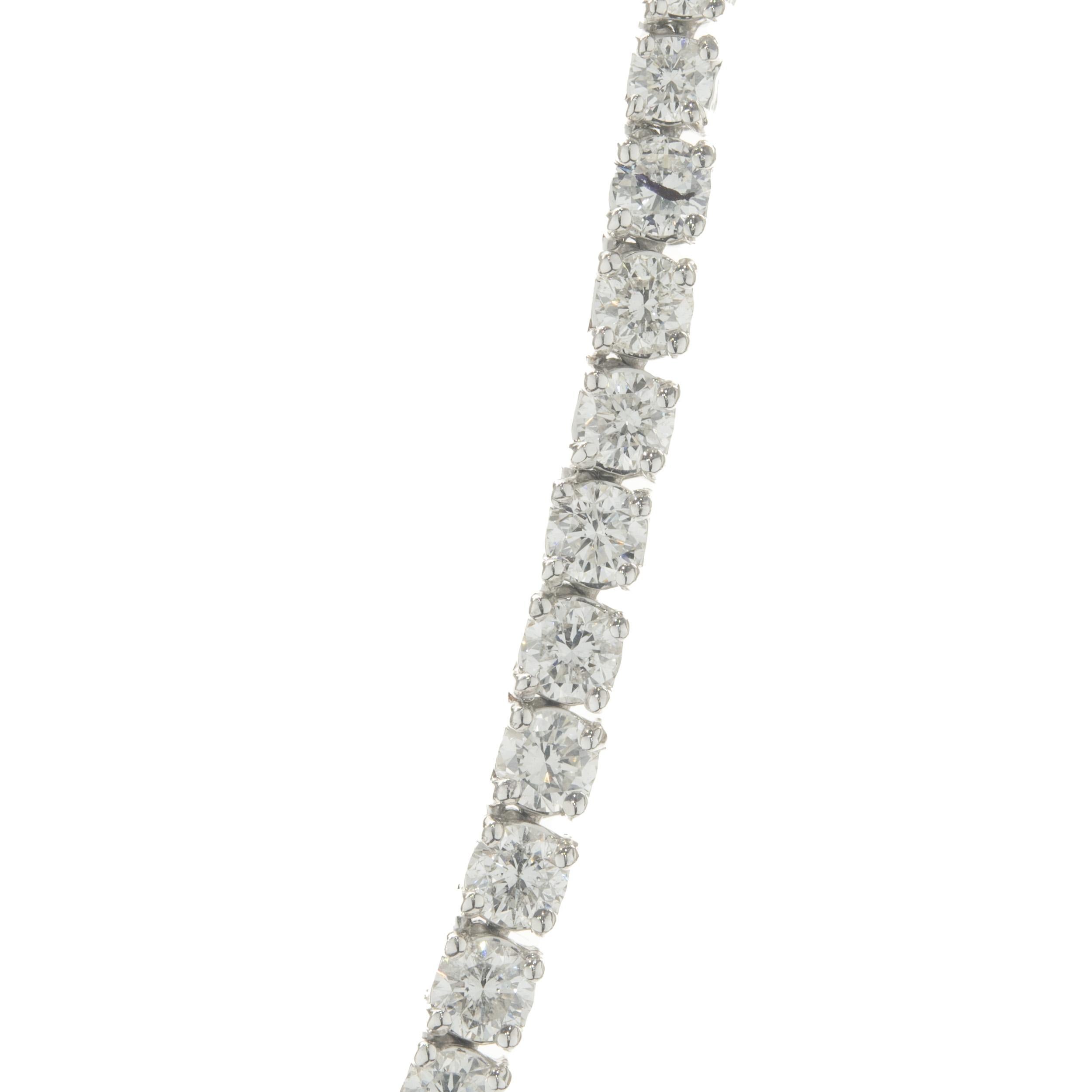 Designer: custom design
Material: 14K white gold
Diamond: 107 round brilliant cut = 10.39cttw
Color: G / H
Clarity: SI1
Dimensions: necklace measures 15-inches in length 
Weight: 41.67 grams