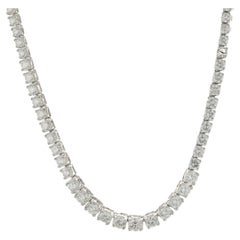 14 Karat White Gold Graduated Diamond Tennis Necklace