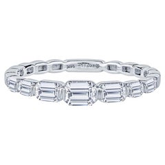 14 Karat White Gold Graduated Emerald Cut Diamond Band