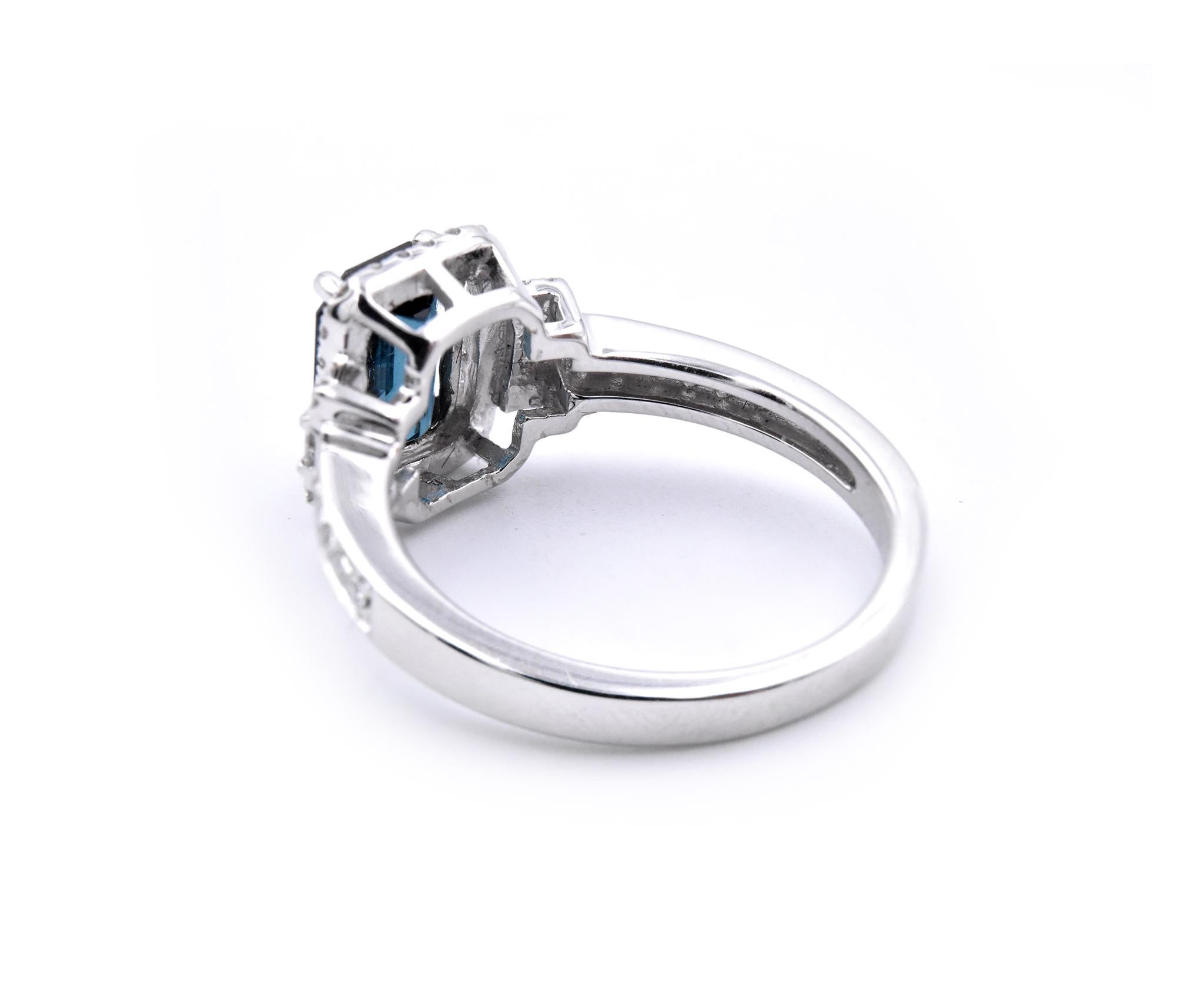 blue tourmaline engagement ring