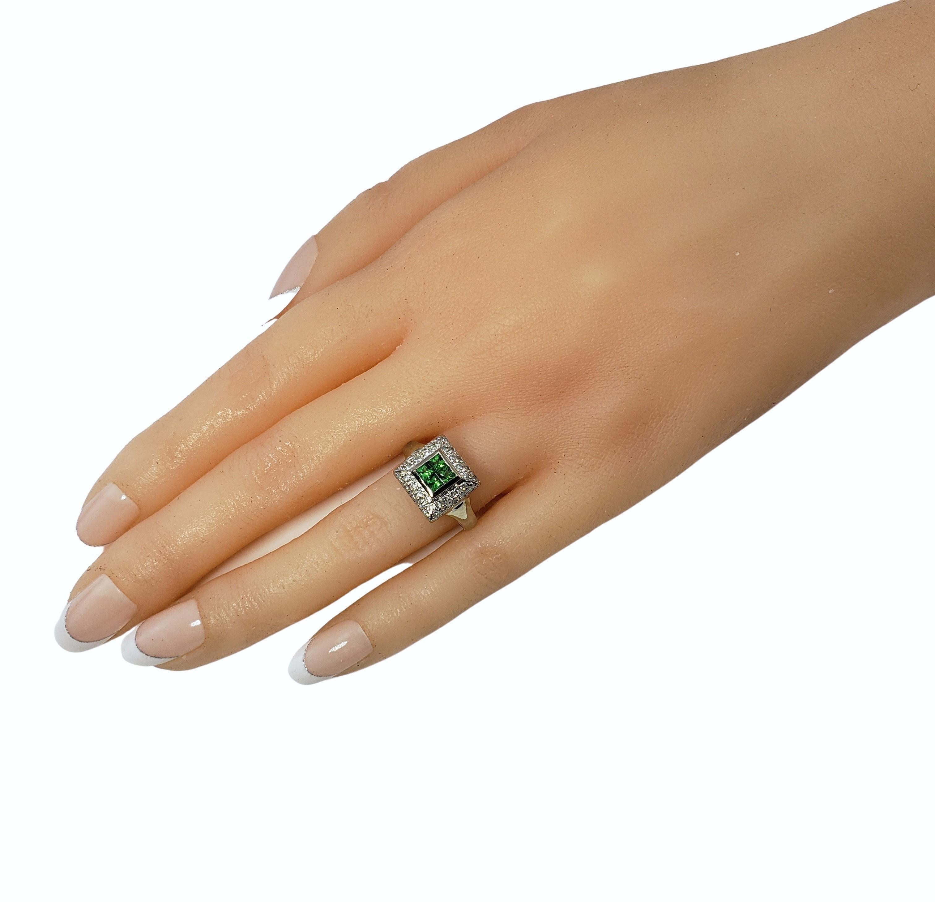 14 Karat White Gold Green Tourmaline and Diamond Ring For Sale 2