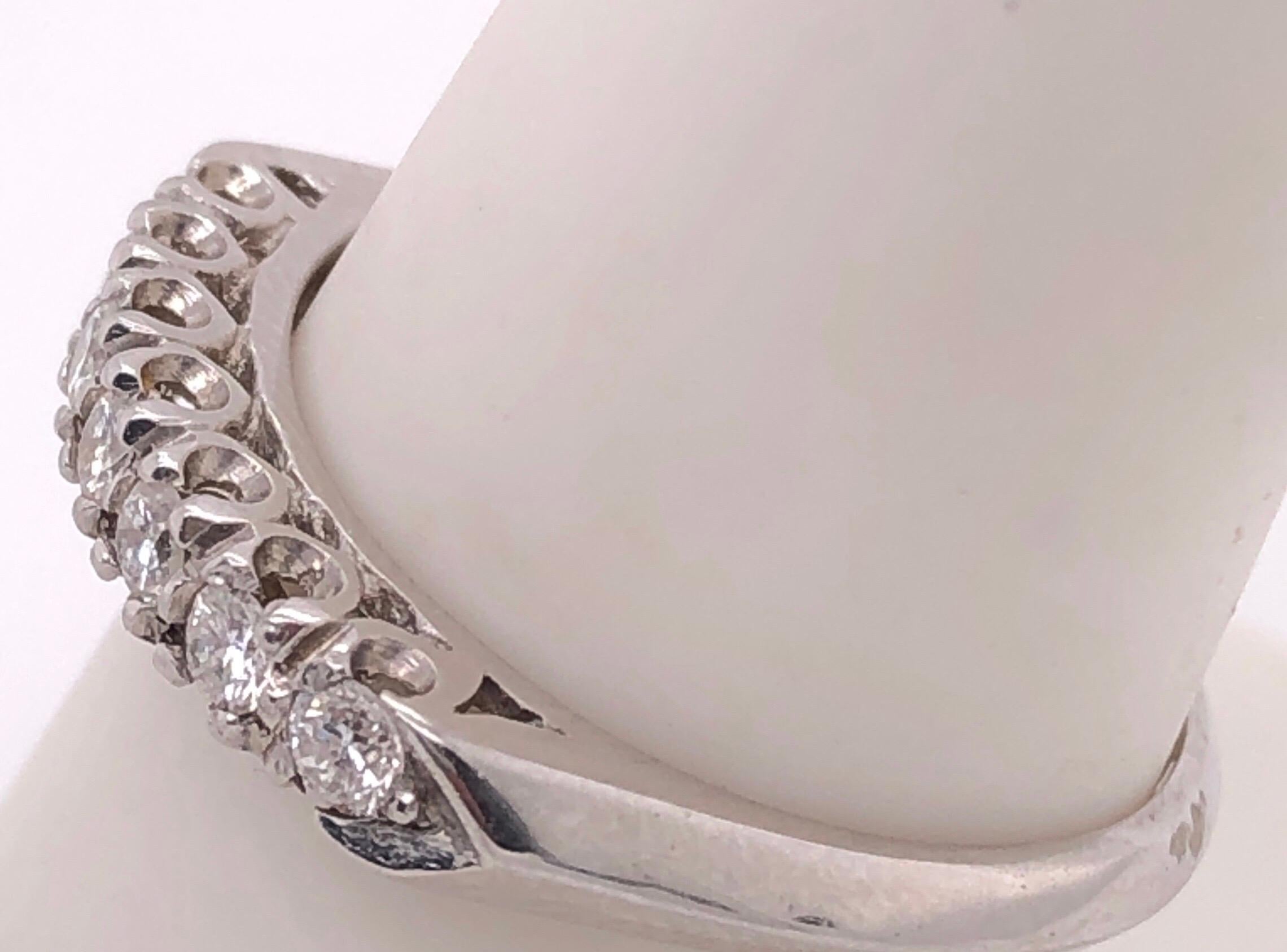 Modern 14 Karat White Gold Half Anniversary Diamond Bridal Wedding Ring Band For Sale