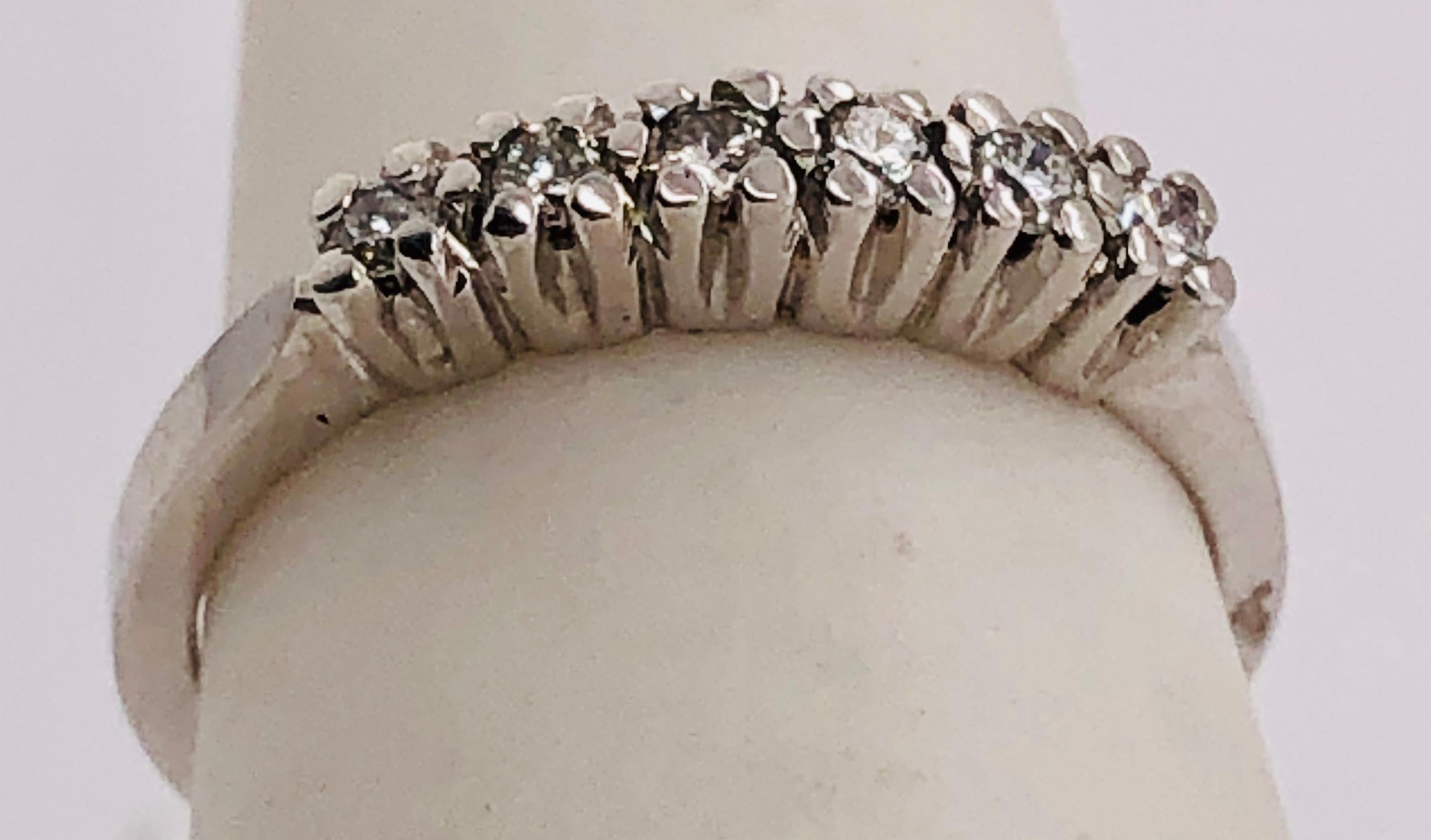 14 Karat White Gold Half Anniversary Ring / Bridal Ring / Wedding Band For Sale 2