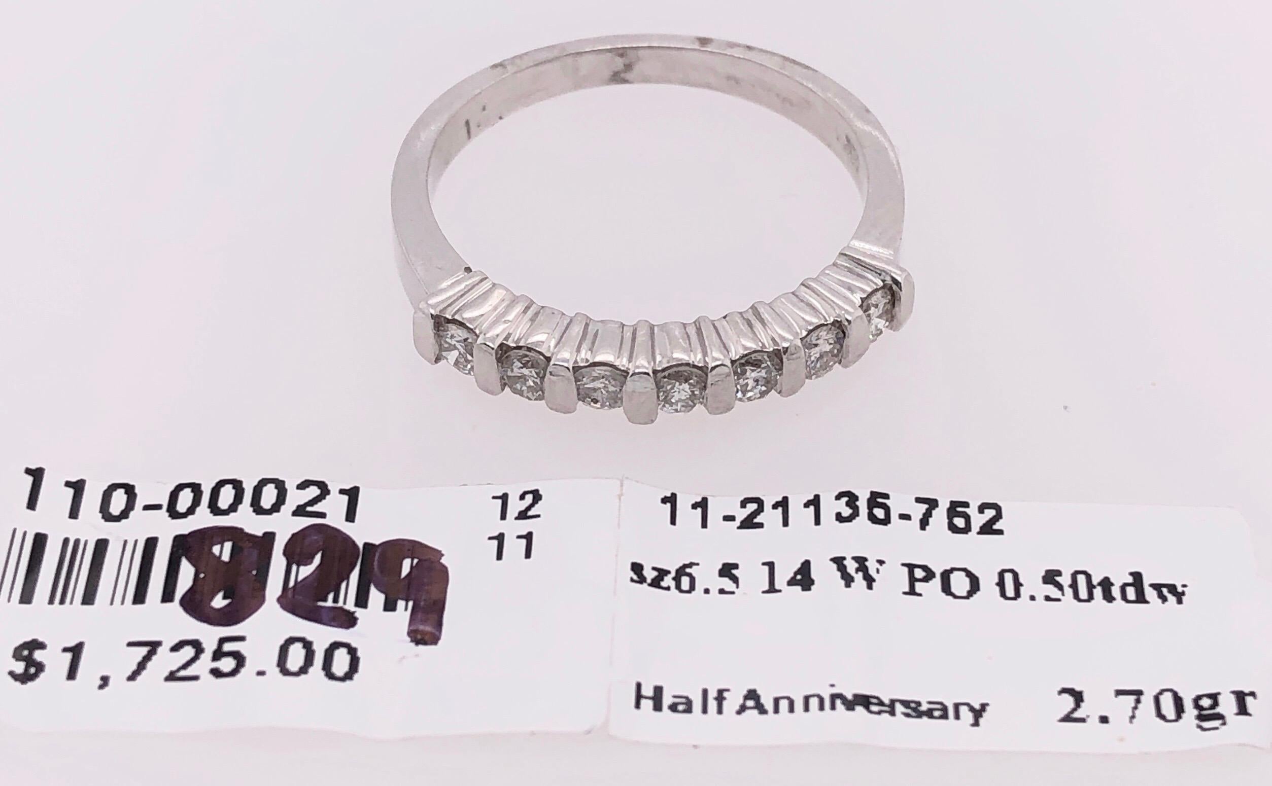 14 Karat White Gold Half Anniversary Ring Wedding Band 0.50 TDW For Sale 1