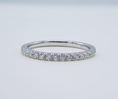 14 Karat White Gold Half Natural Diamond Wedding Band Ring