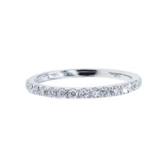 14 Karat White Gold Half Diamond Wedding Band Ring