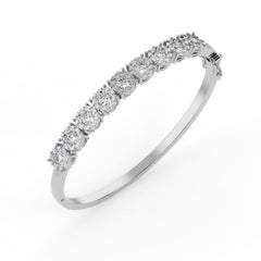 14 Karat White Gold Halo Diamond Bangle '3 1/4 Carat'