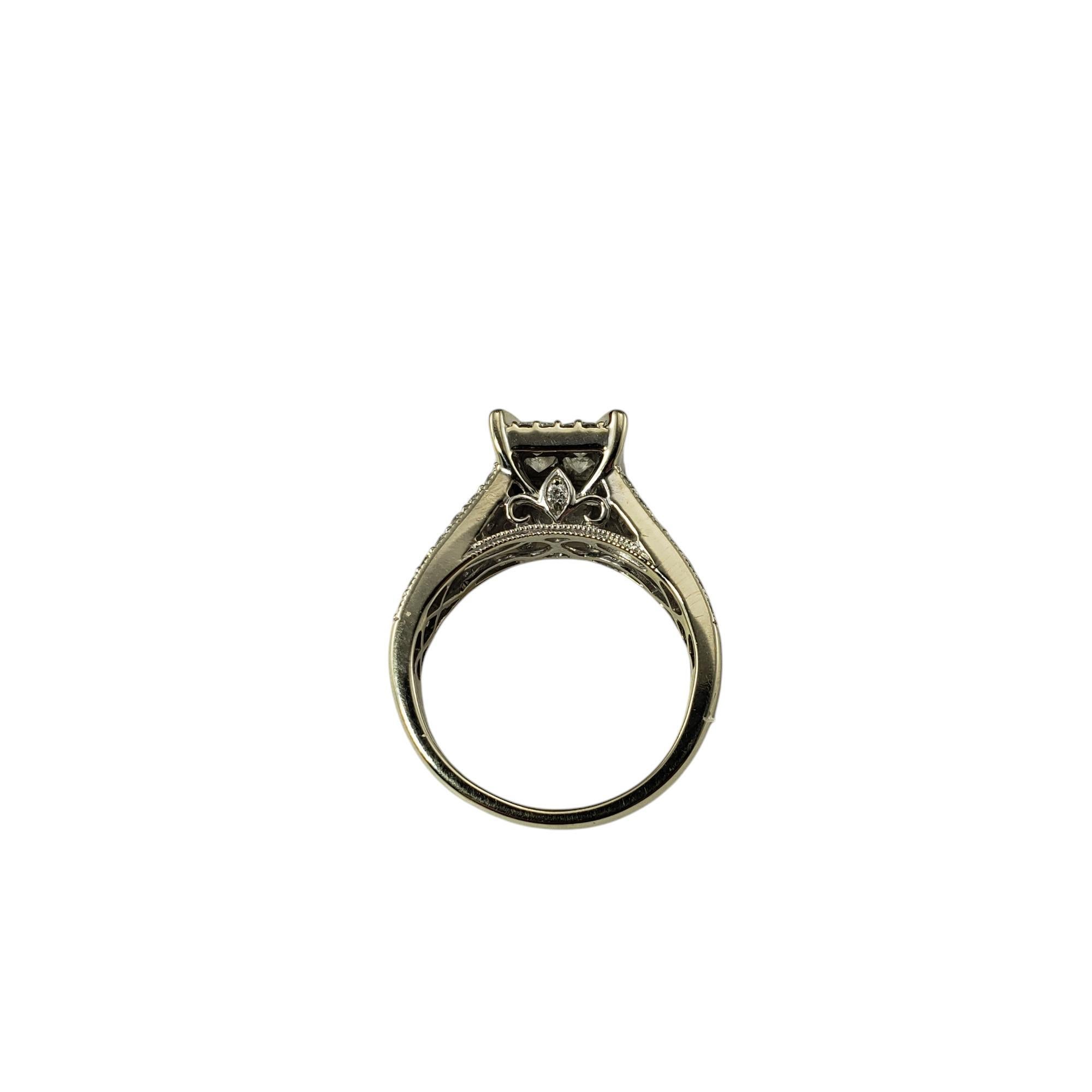 Women's 14 Karat White Gold Halo Style Diamond Split Shank Ring Size 7  #17175 For Sale