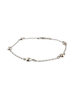 14 Karat White Gold Heart Chain Ankle Bracelet #19447