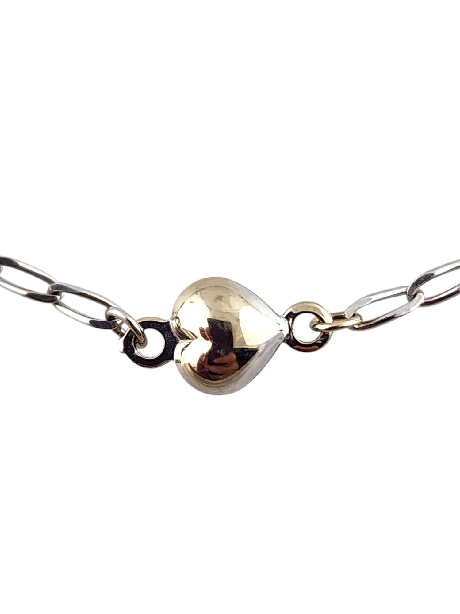 14 Karat White Gold Heart Chain Ankle Bracelet #19447 In Good Condition For Sale In Washington Depot, CT