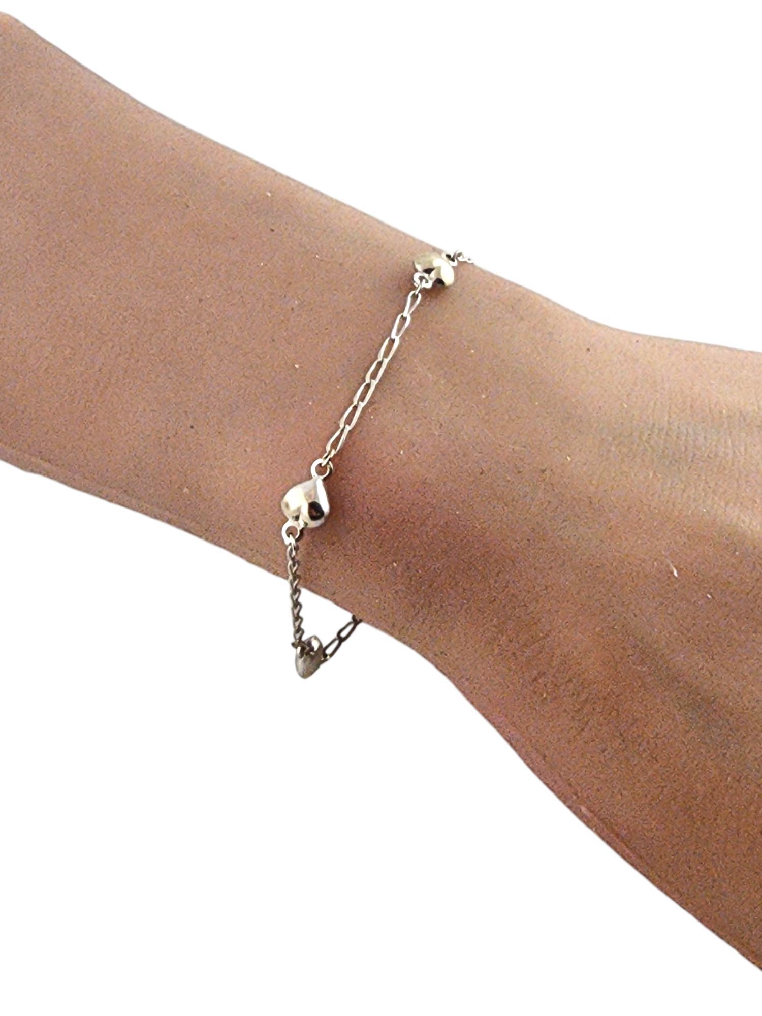 14 Karat White Gold Heart Chain Ankle Bracelet #19447 For Sale 2