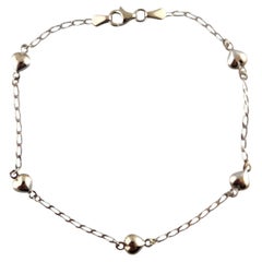 Bracelet de cheville en or blanc 14 carats avec chaîne en forme de coeur #19447