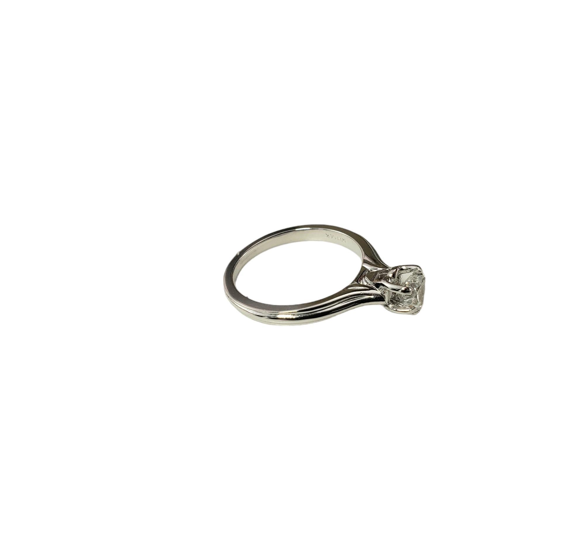 14 Karat White Gold Heart Diamond Engagement Ring Size 5.5 #17619 In Good Condition For Sale In Washington Depot, CT