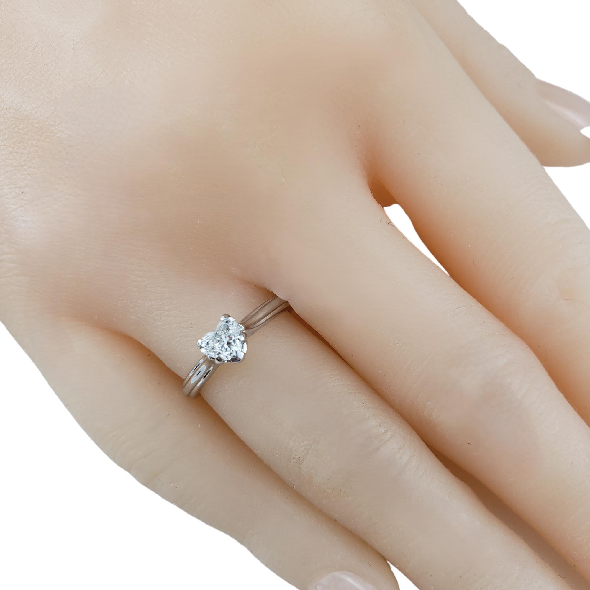 14 Karat White Gold Heart Diamond Engagement Ring Size 5.5 #17619 For Sale 3