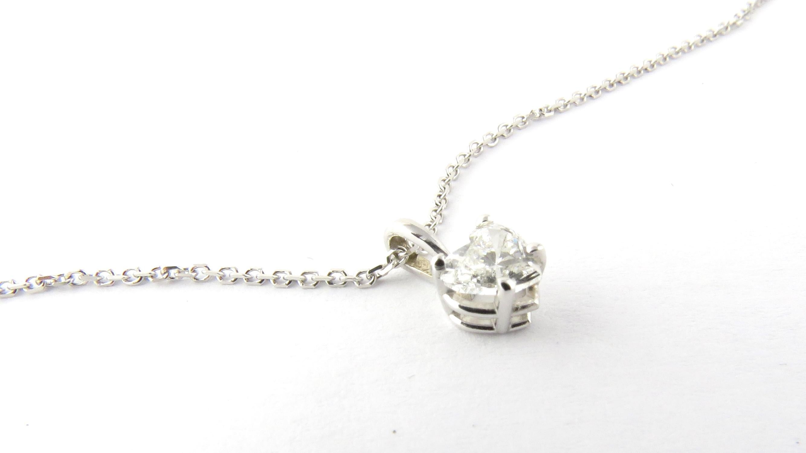 Women's 14 Karat White Gold Heart Diamond Pendant Necklace
