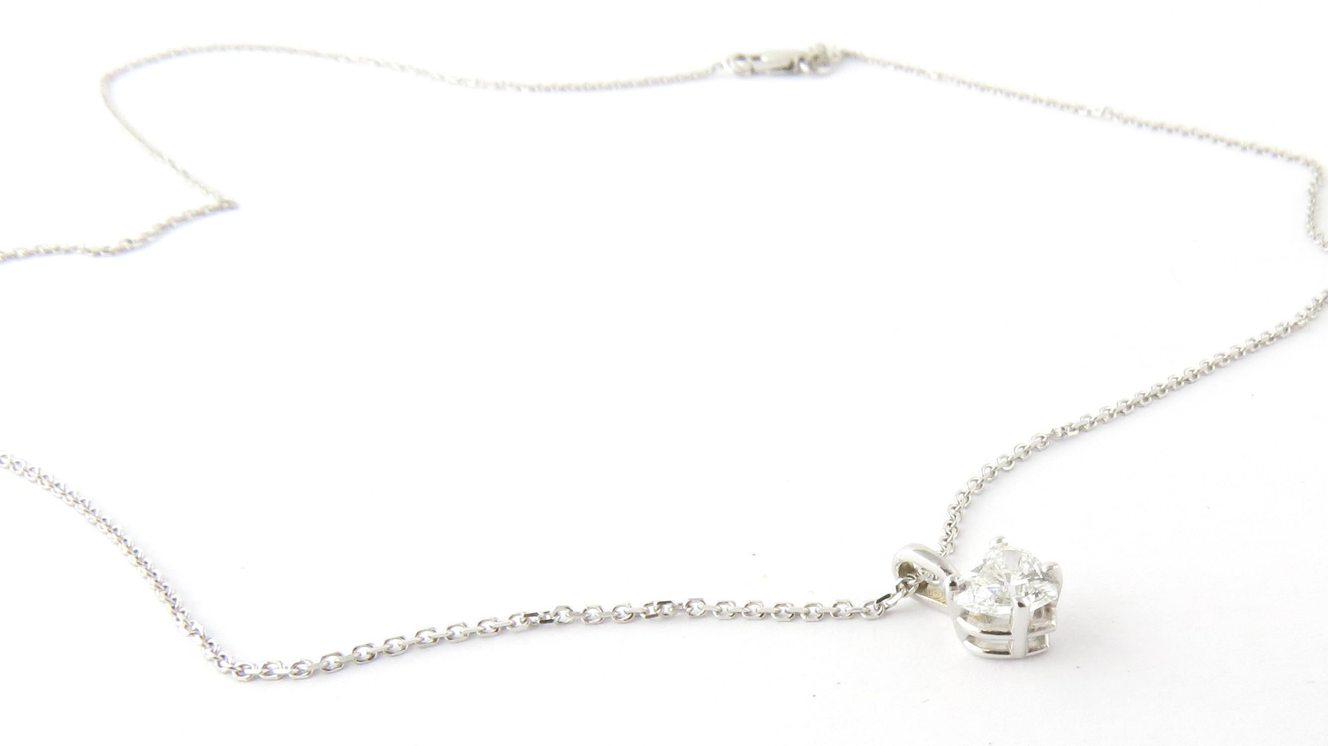 14 Karat White Gold Heart Diamond Pendant Necklace 1