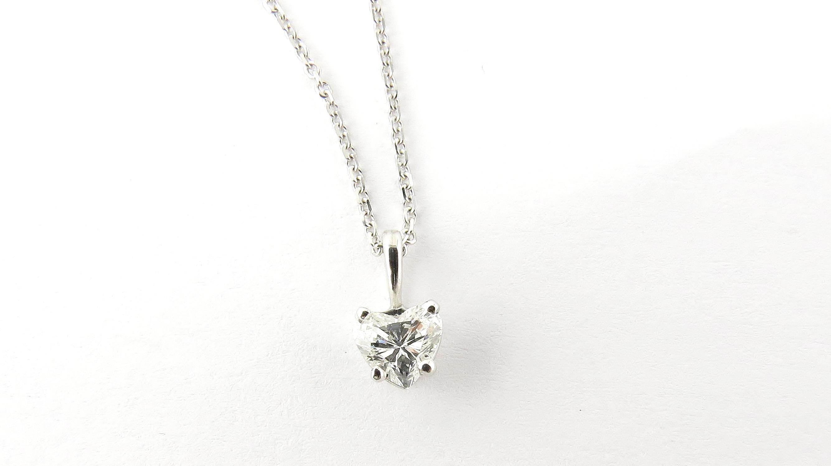 14 Karat White Gold Heart Diamond Pendant Necklace 5