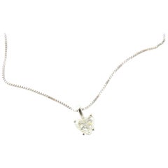 14 Karat White Gold Heart Diamond Pendant Necklace
