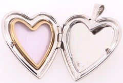 14 Karat White Gold Heart Locket Pendant with Diamonds